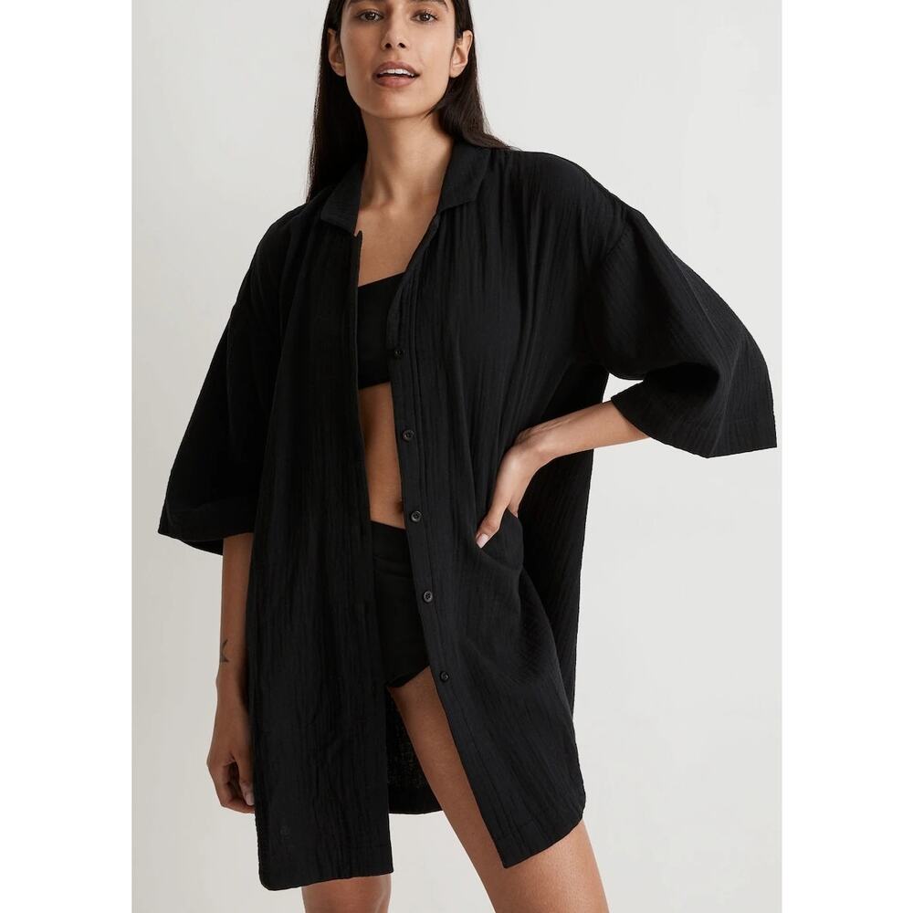 Madewell Crinkle Cotton Cover-Up Mini Shirtdress Size M NWT